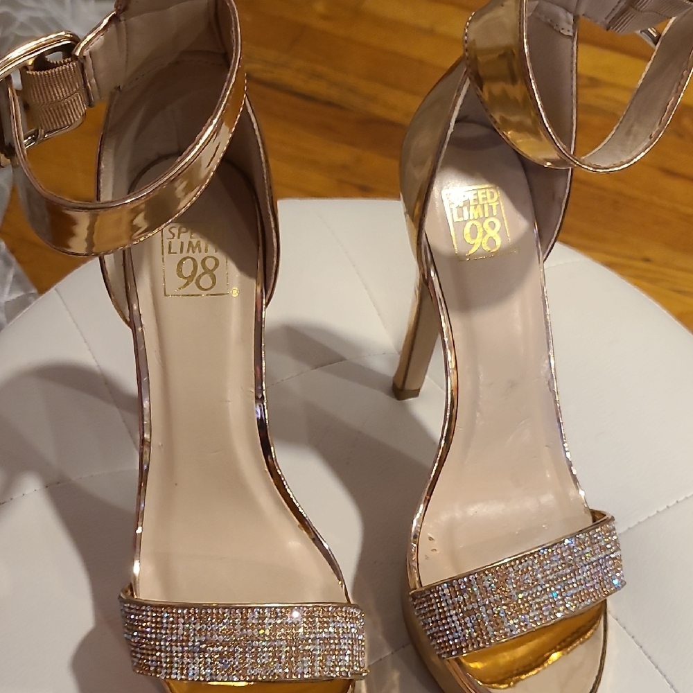 Speed Limit 98 Shimmering Gold Heels